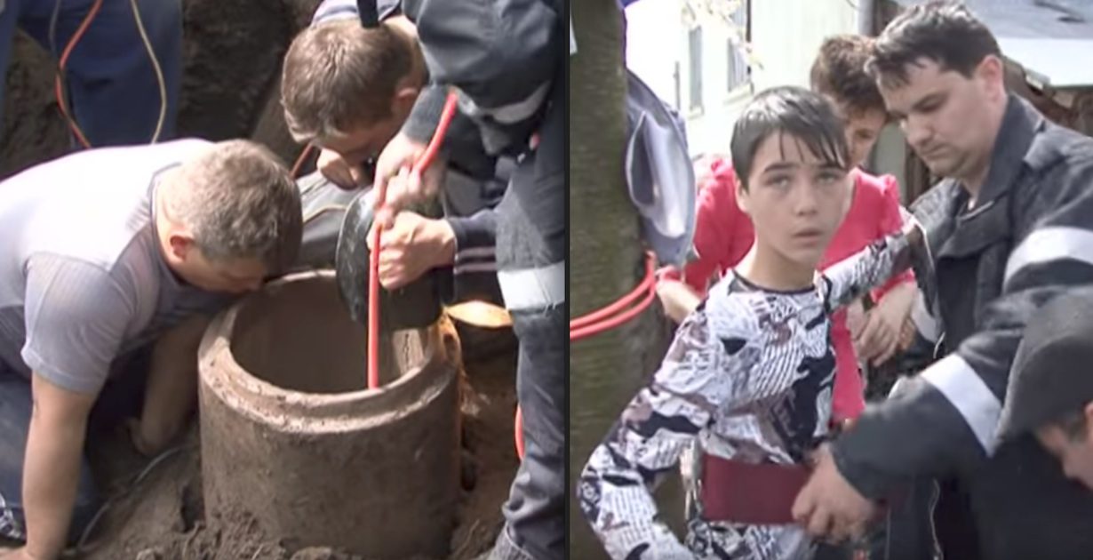 Young Boy Bravely Volunteers To Save Child Trapped Down Pipe