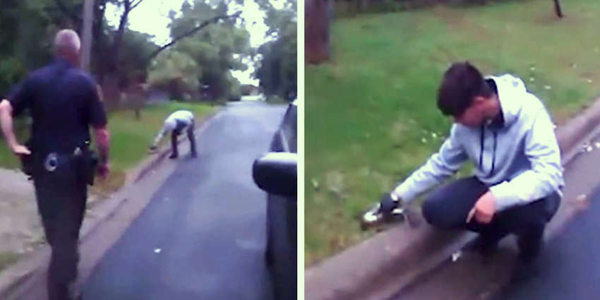 Police Approach Man On Roadside, Find Him Saving Squirrel's Life