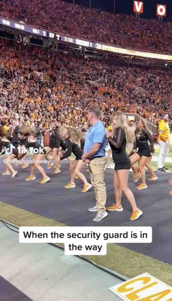 security guard in the way / tiktok @beachgalloway